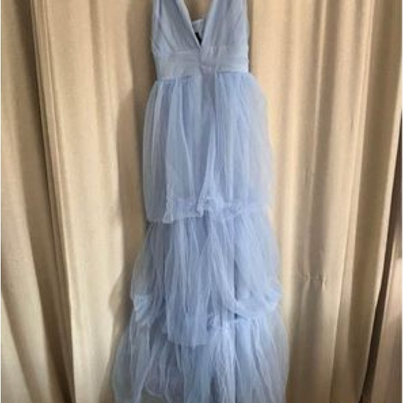 Tulle and Satin gown, light blue, unworn. Purchased from Lulus - Picture 2 of 3
